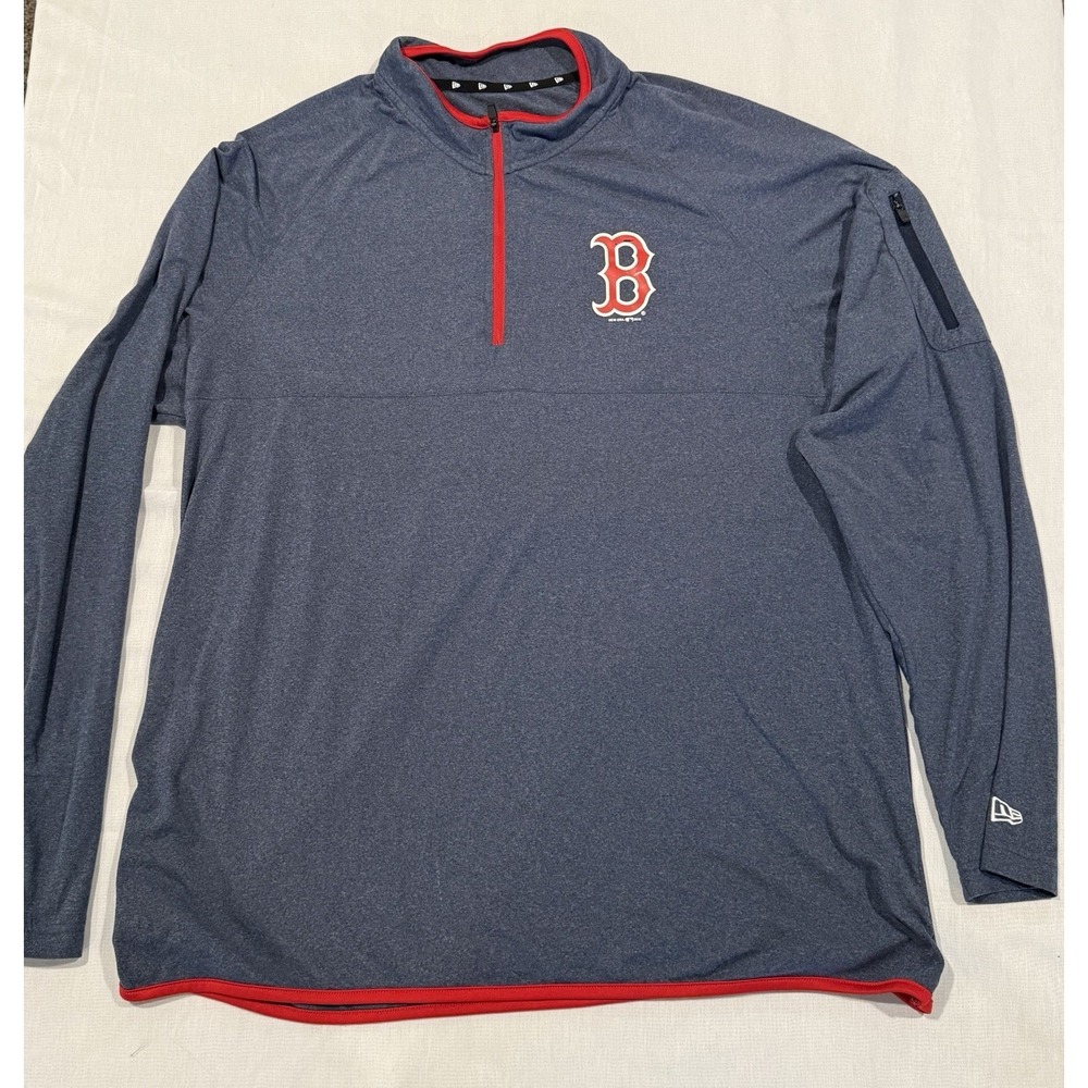 MLB New Era Boston Red Sox Mens Sz 2XL Navy 1/4 Zip Baseball